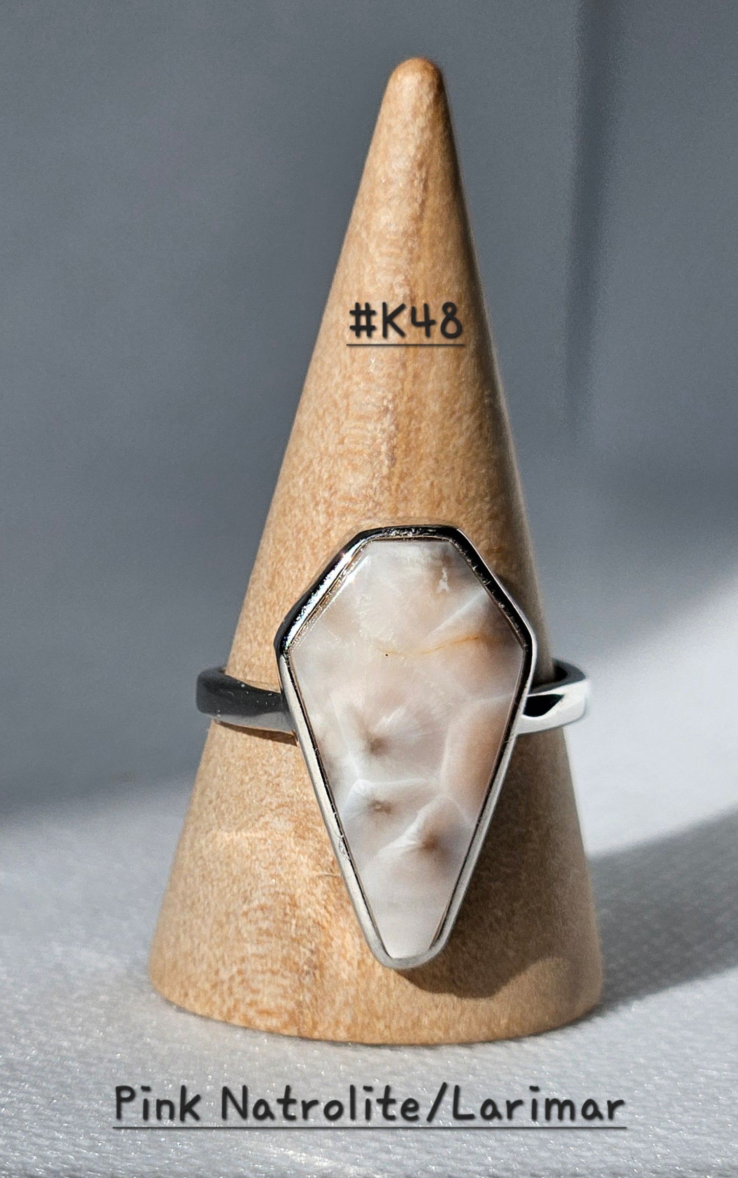 Pink Natrolite/Larimar S925 Pendants abd adjustable Rings