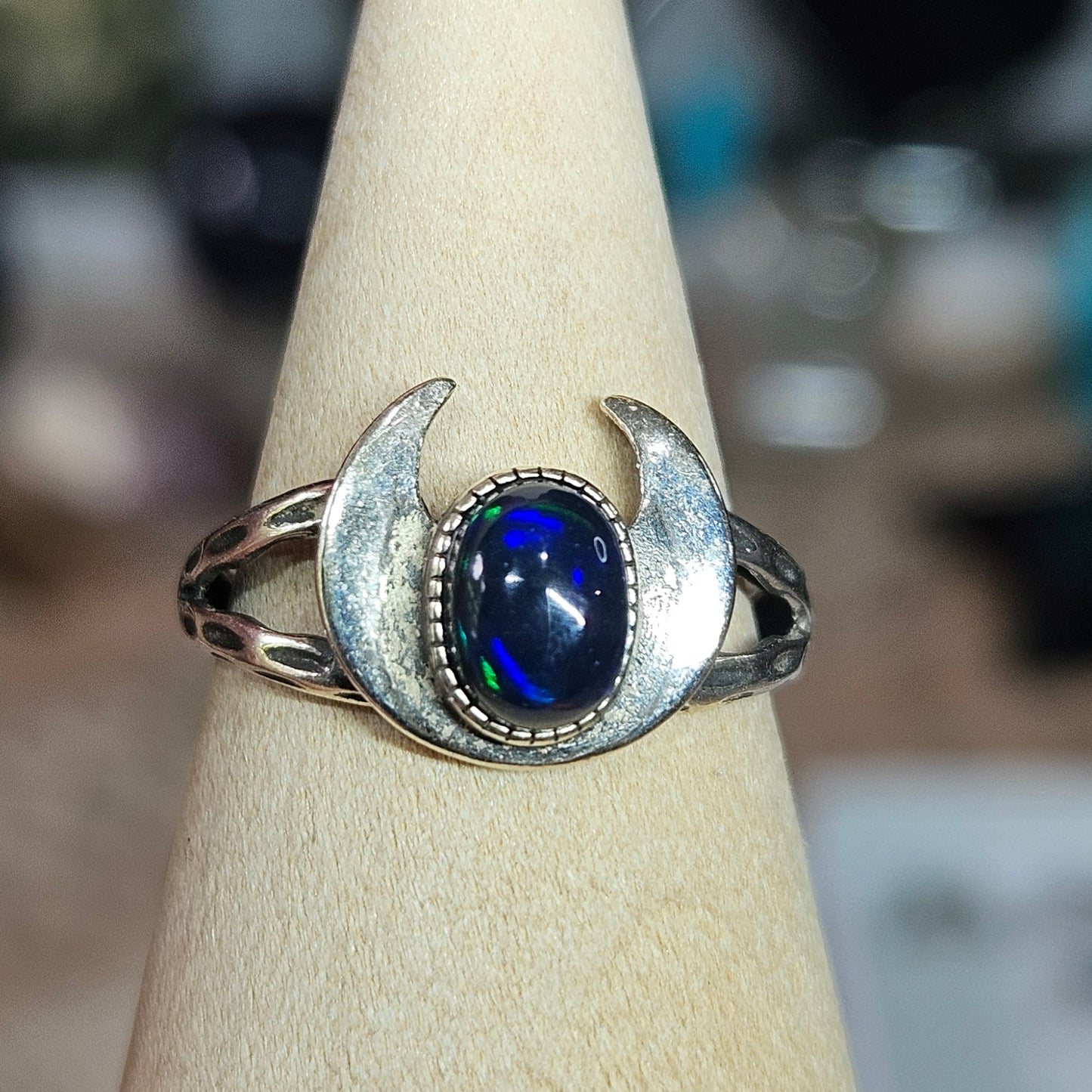 S925 Silver adjustable Crescent Moon ring