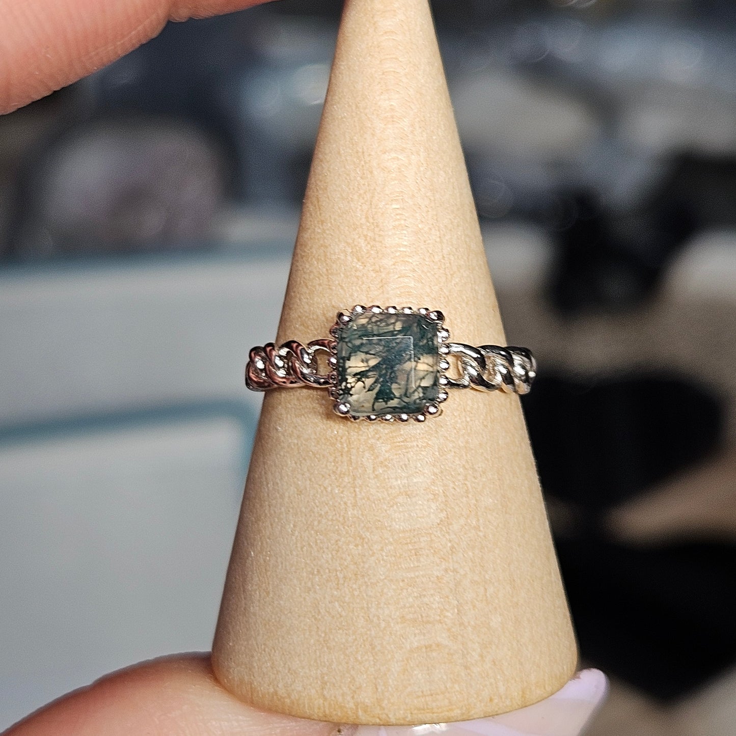 Moss Agate S925 pendants & adjustable rings
