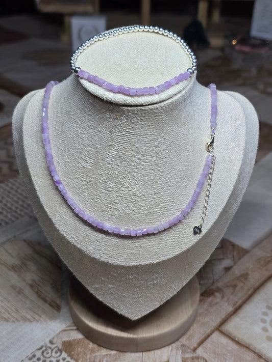 Chokers & bracelets - Faceted cubes 3-4mm bead S925