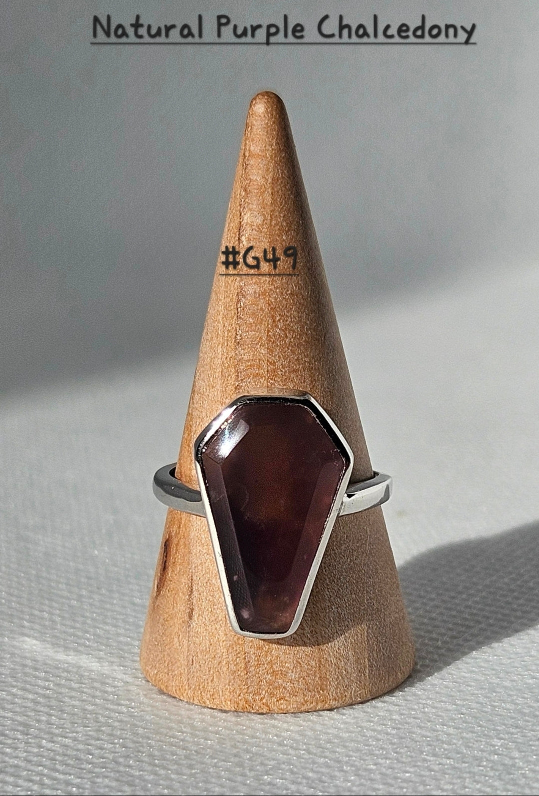 Natural Purple Chalcedony S925 adjustable rings