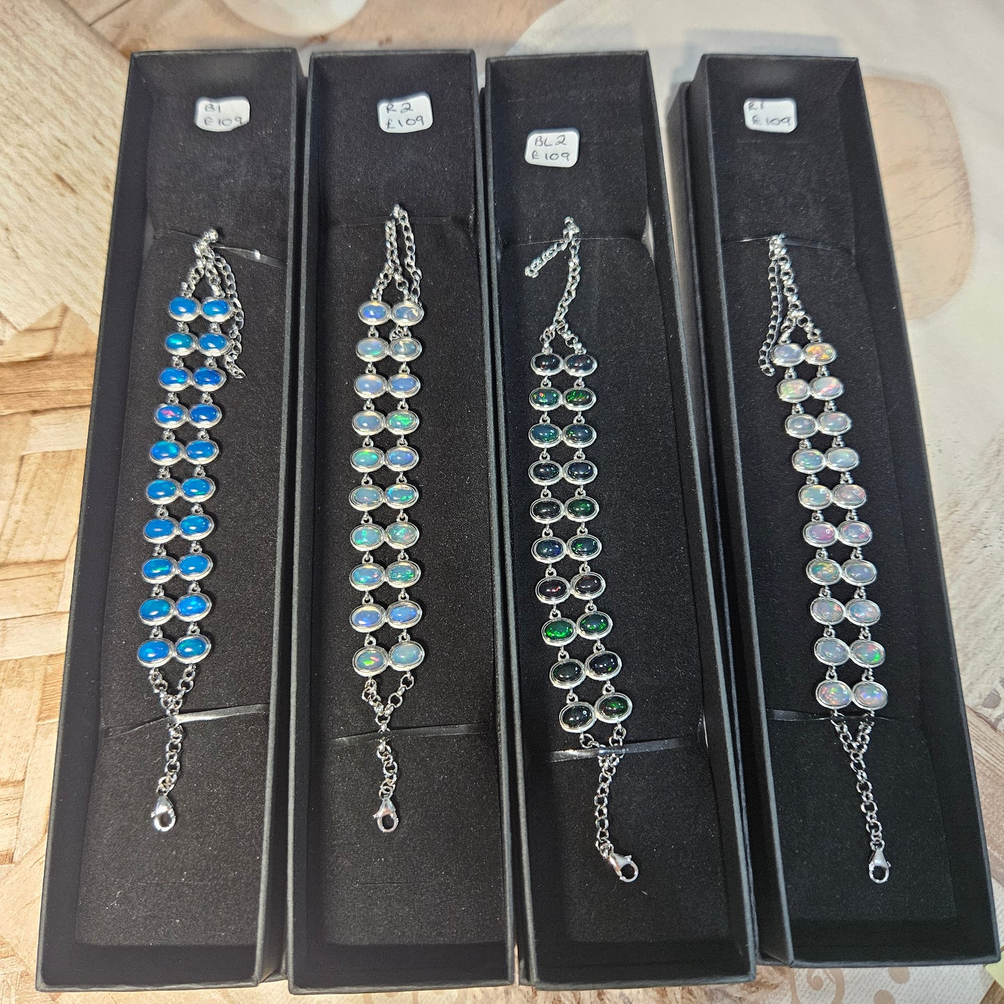S925 adjustable opal bracelets