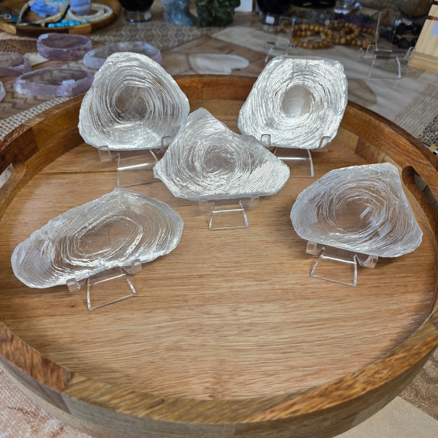 Finger print selenite slabs