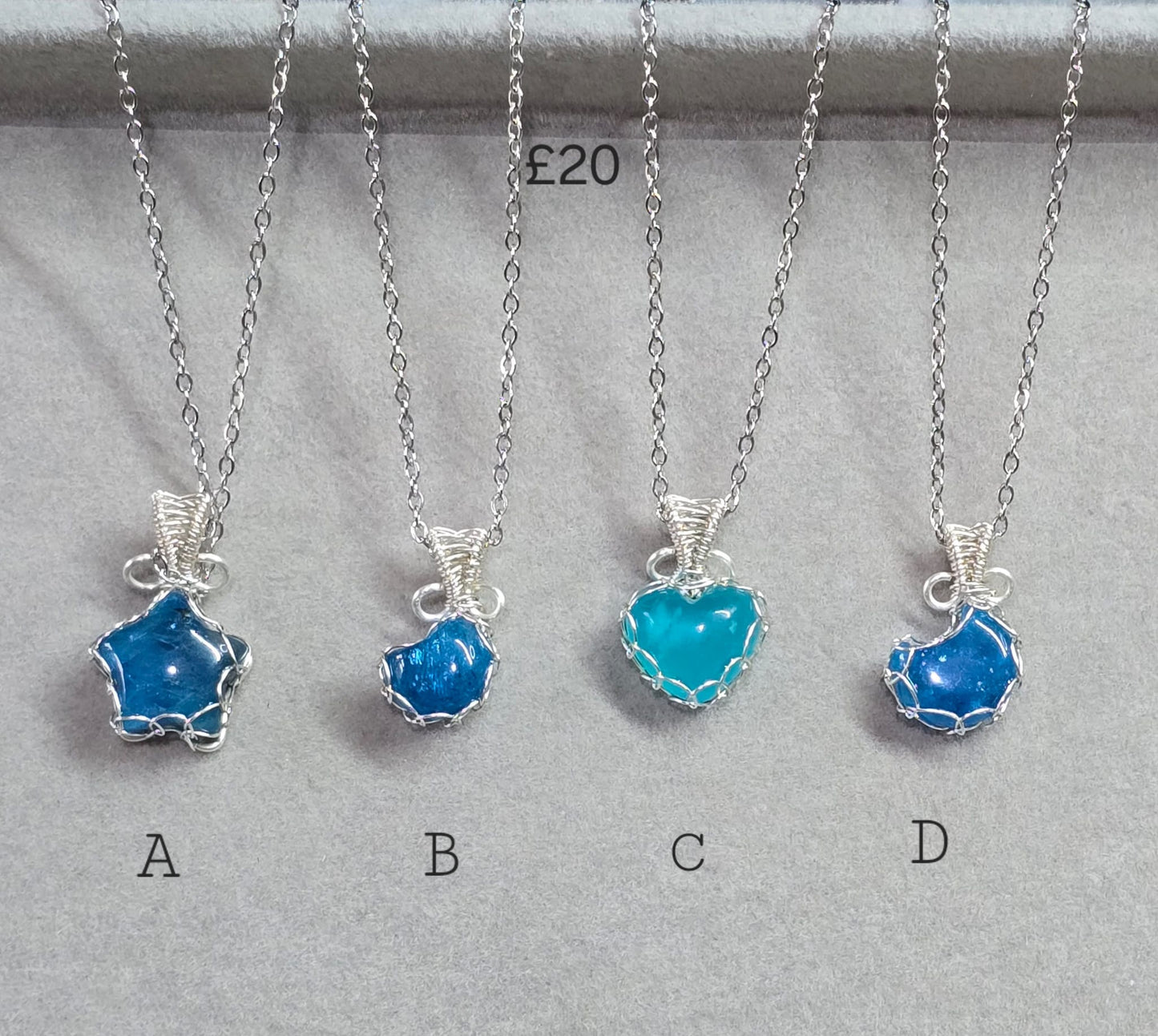Delicate Wire wrap pendants & Stainless steel chains 45-50cm chain 💫