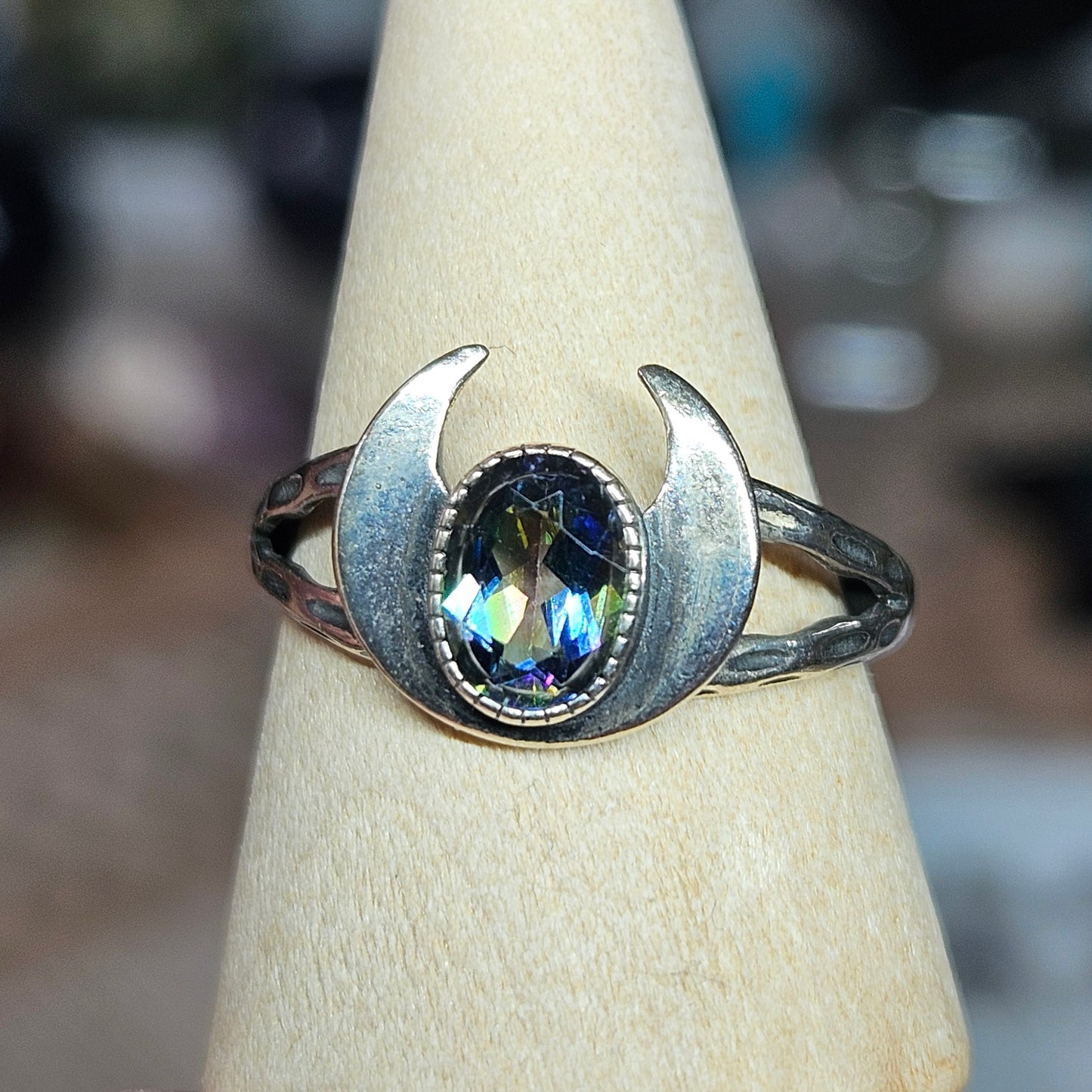 S925 Silver adjustable Crescent Moon ring
