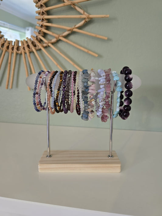 Selenite & Obsidian bracelet stands