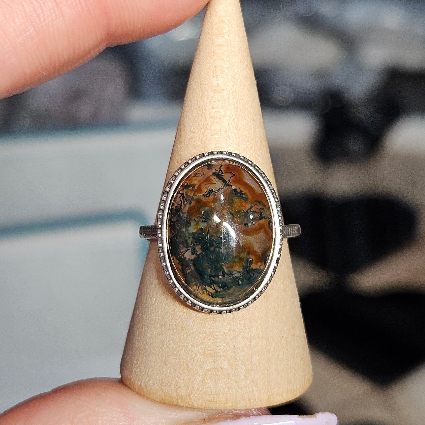 Moss Agate S925 pendants & adjustable rings