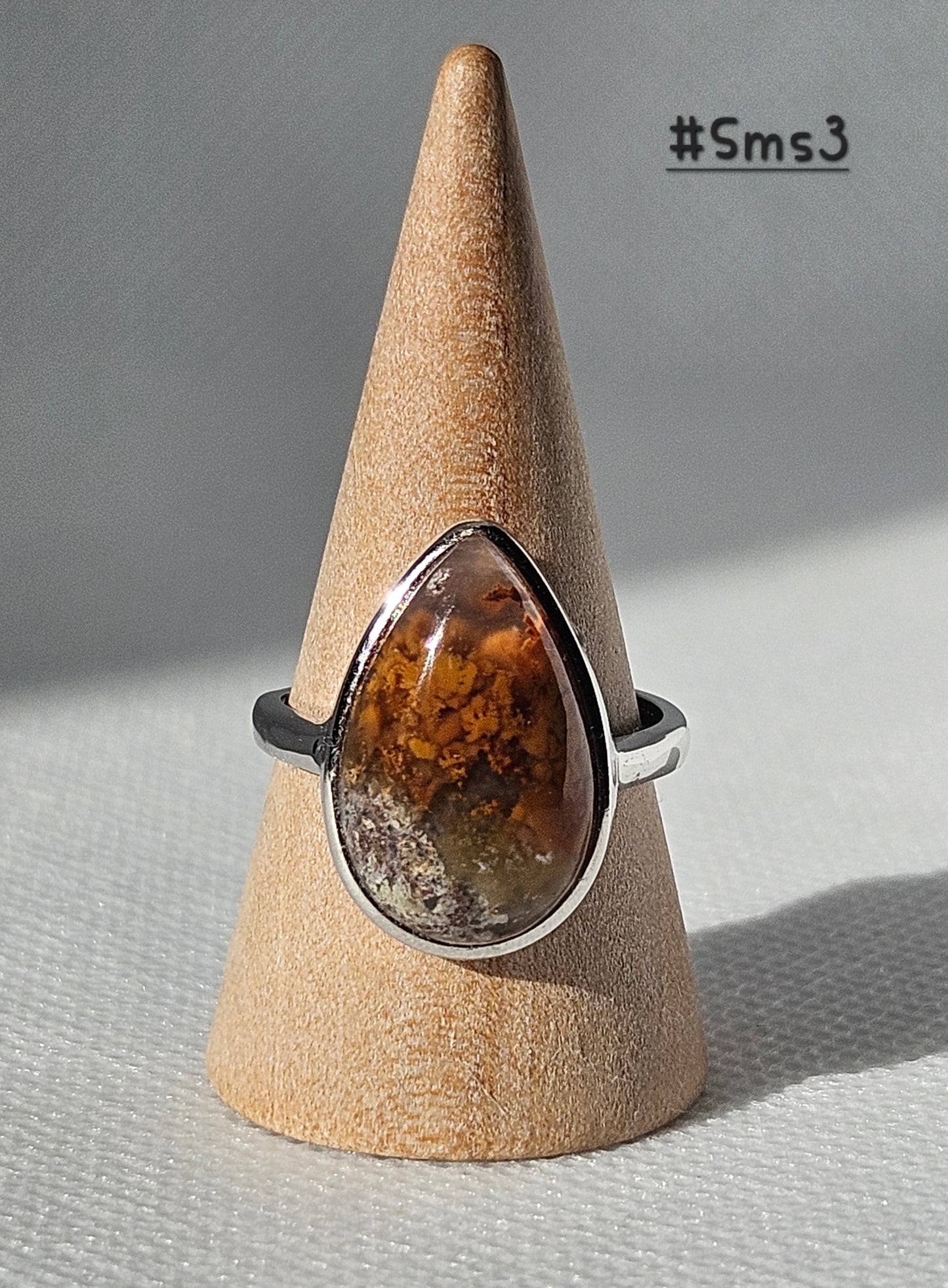 Java Nebula & Scenic Moss Agate S925 adjustable rings