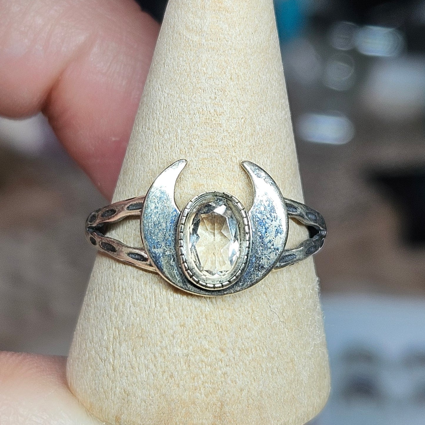 S925 Silver adjustable Crescent Moon ring