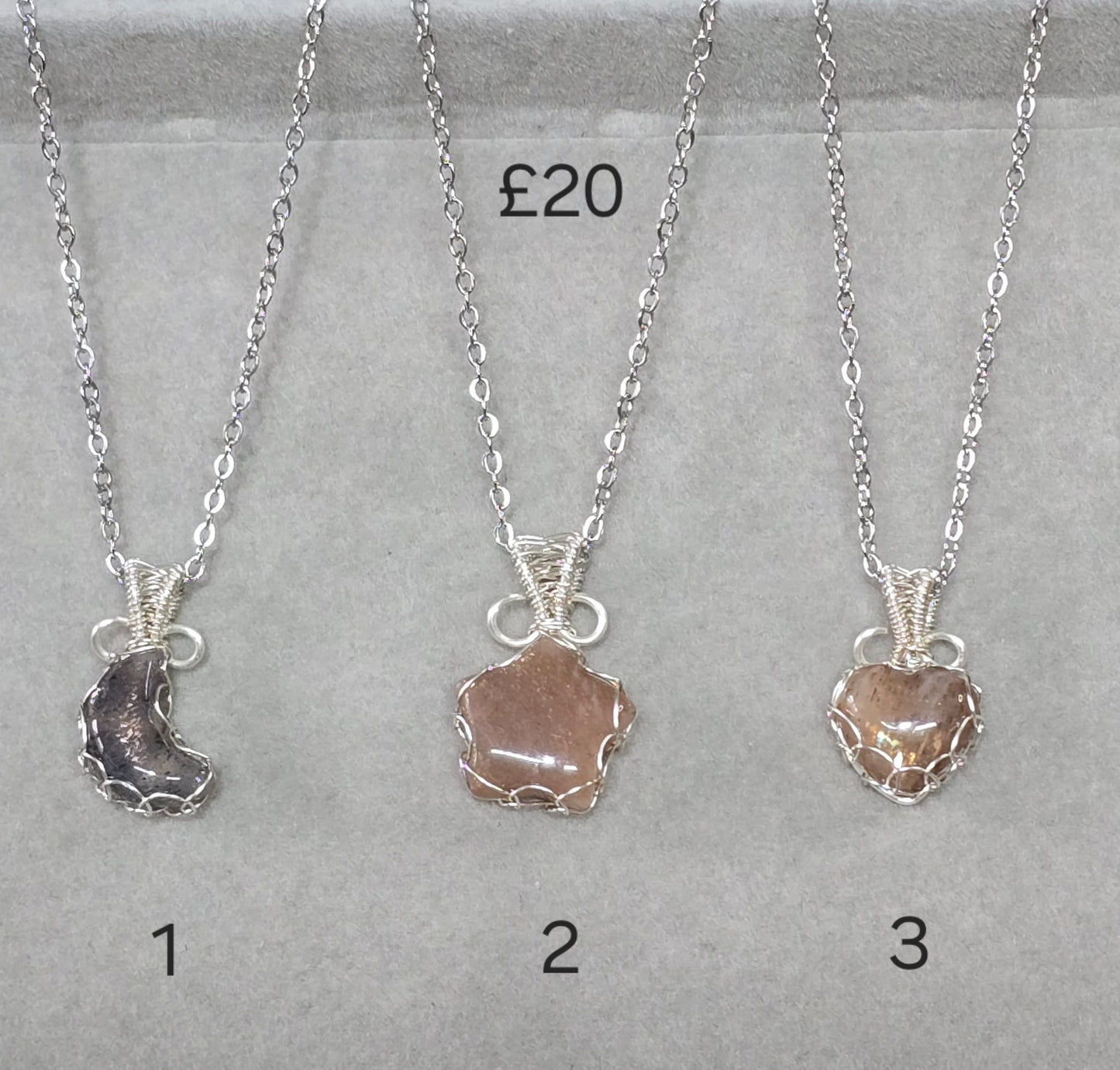 Delicate Wire wrap pendants & Stainless steel chains 45-50cm chain 💫