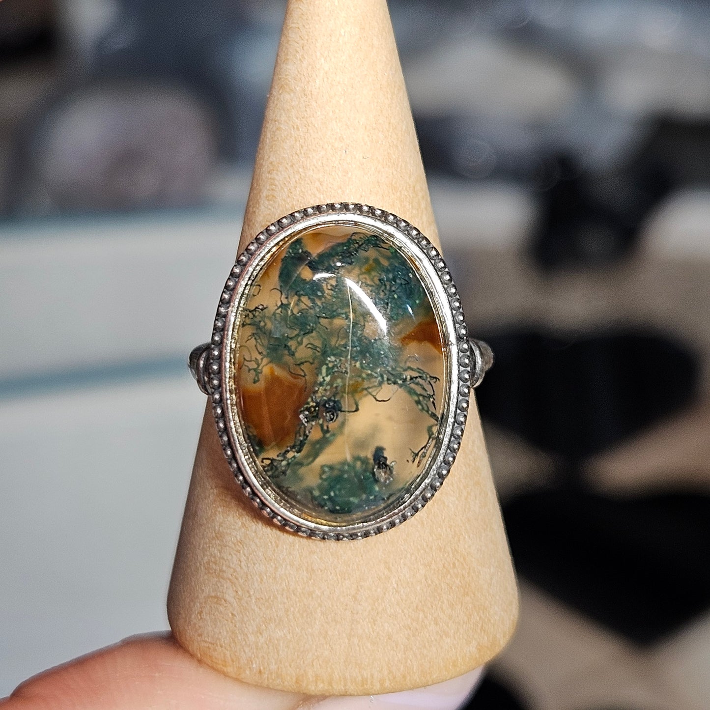 Moss Agate S925 pendants & adjustable rings
